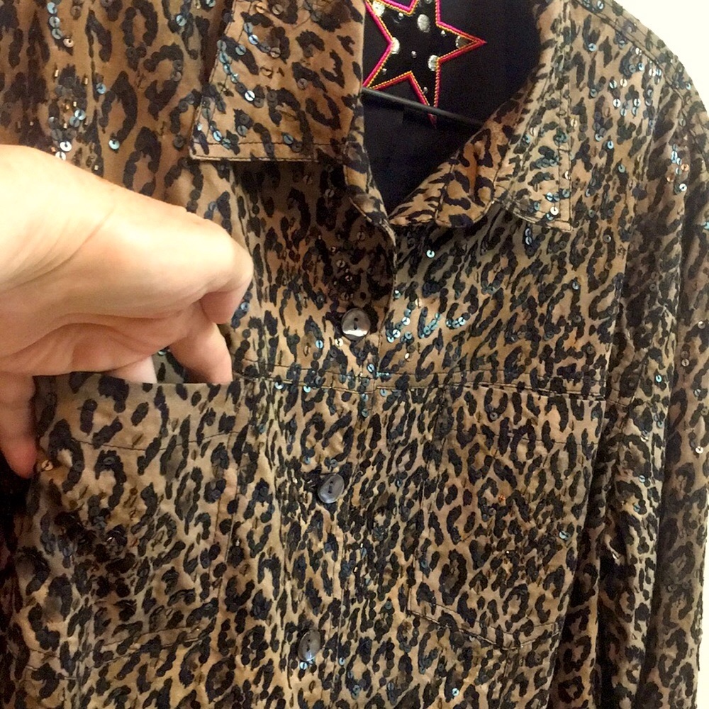 NWOT Leopard Print Sequin Jacket - Picture 6 of 10